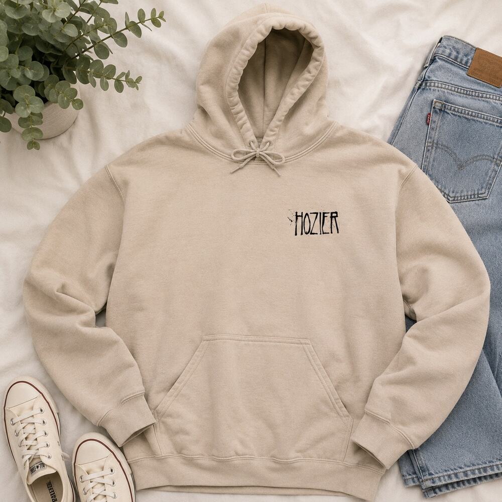 Hozier Tour Hoodie Beige Pullover Sweatshirt Band Merch Unisex Large